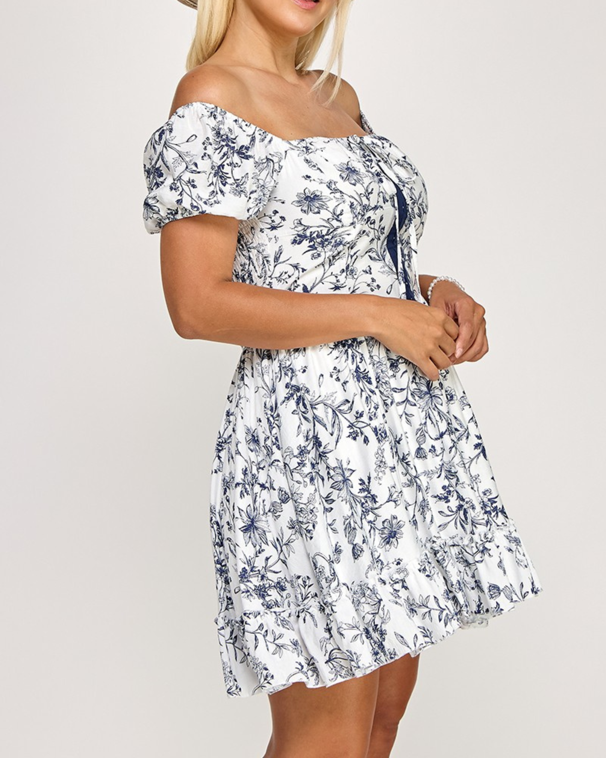 Blush BJ Plus Size Corset Waist Puff Sleeve Mini Dress - D5420X