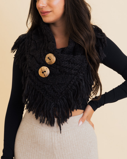 Leto Heathered Shoulder Warmer with Coco Buttons - Ys-3680