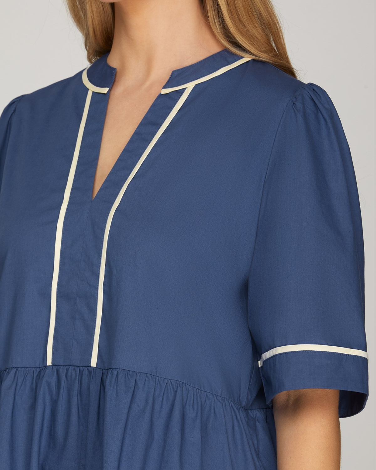 Sung Light Clothing Short Sleeve Tiered Solid Mini Dress - LVE2470