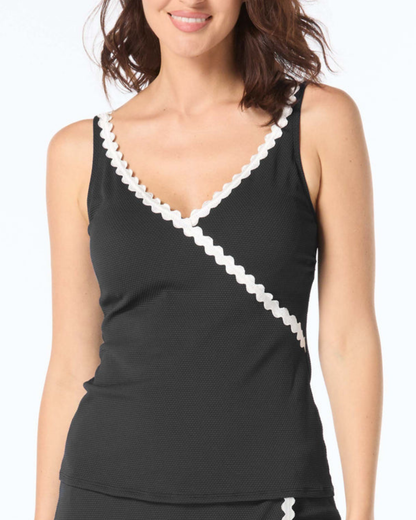 Beach House Ric Rac Kali Wrap Underwire Textured Tankini Top - H5J301