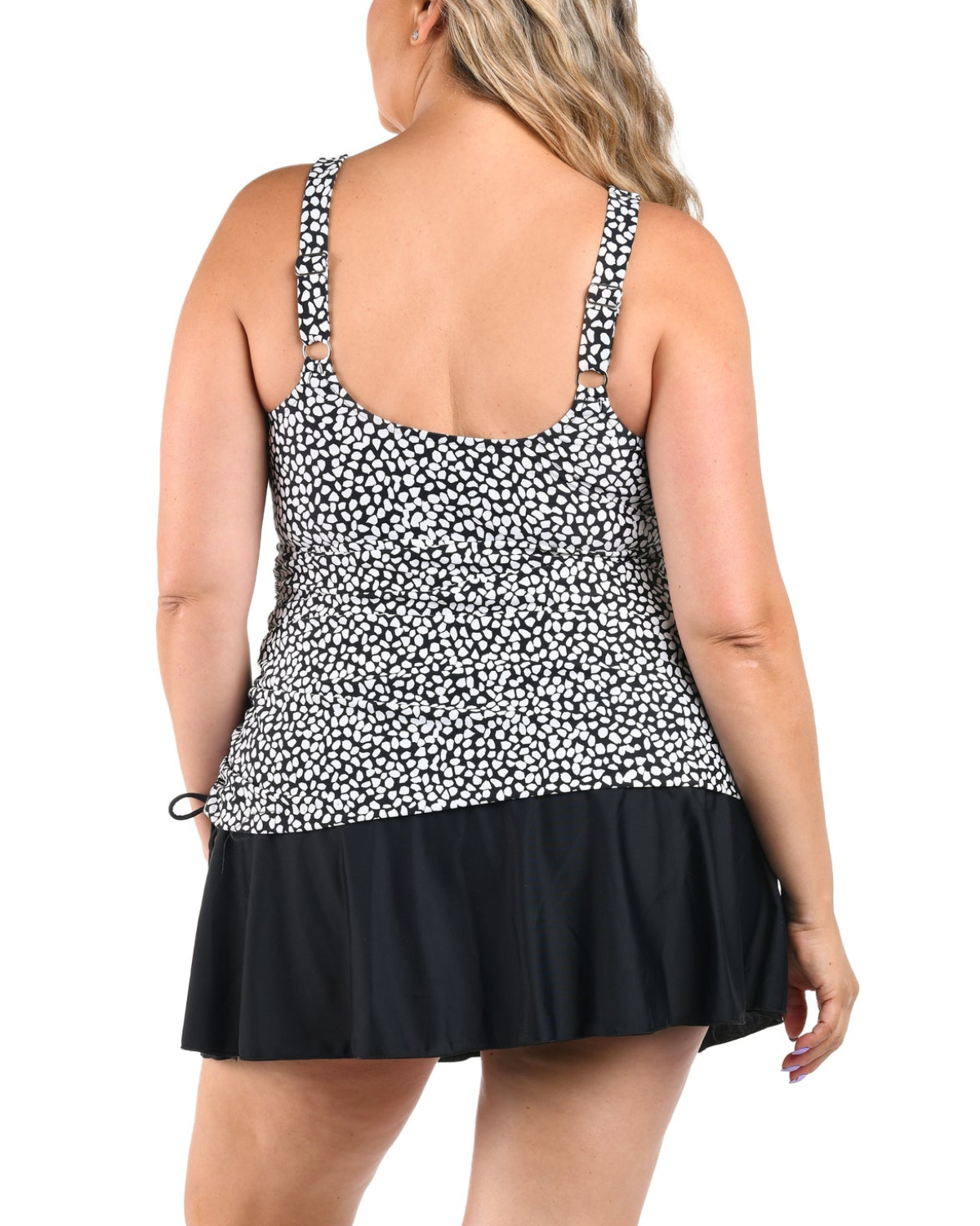 Maxine of Hollywood Dot Mosaic Adjustable Tank Swim Dress One Piece - MW6MB77