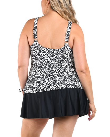 Maxine of Hollywood Dot Mosaic Adjustable Tank Swim Dress One Piece - MW6MB77