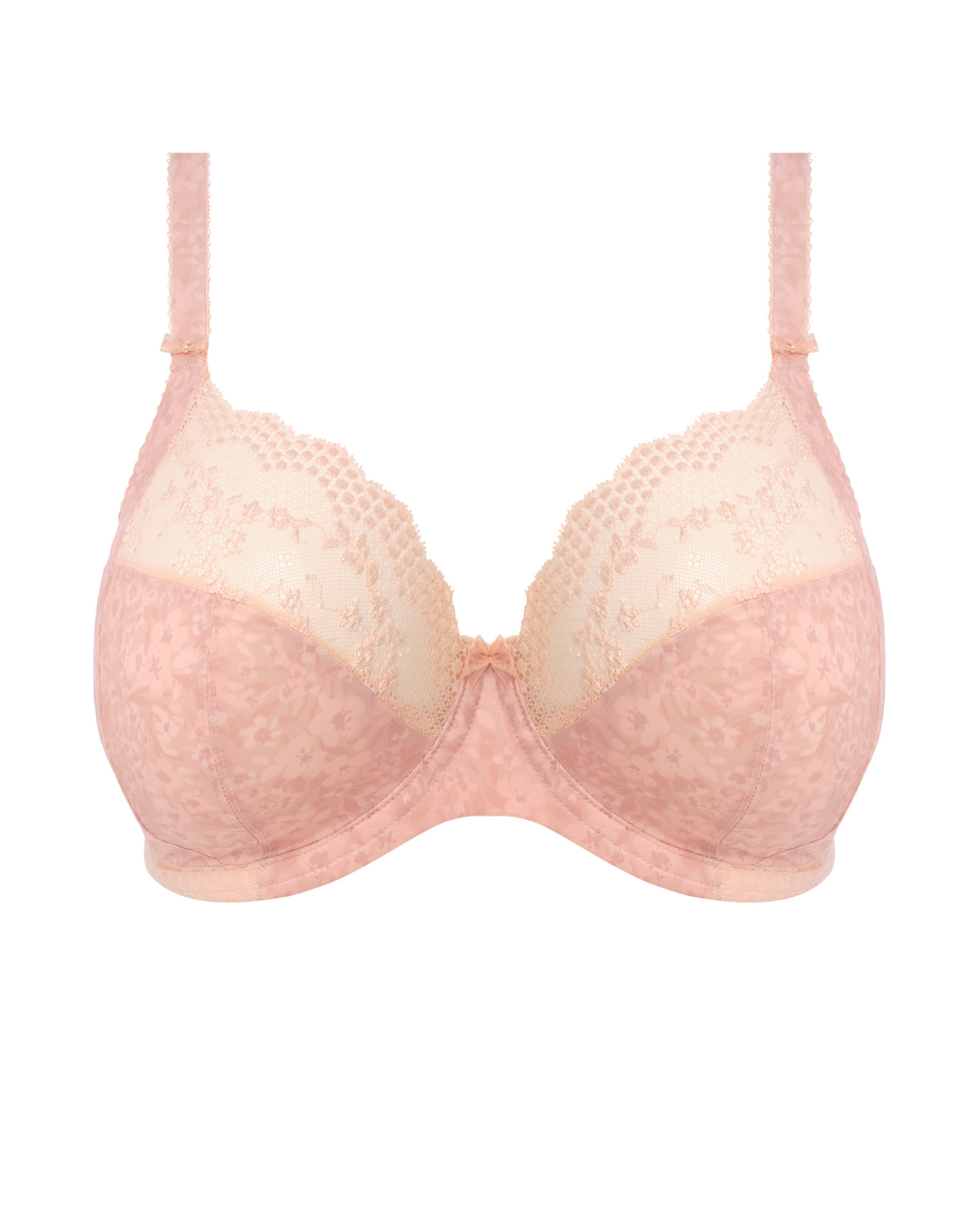 Flat lay of a stretch plunge bra in pink