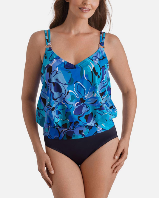 Shape Solver Organic Bloom V Neck Blouson One Piece - SV260101