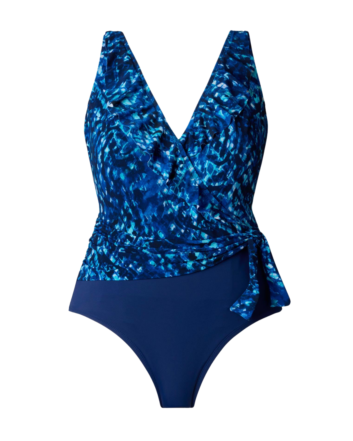 Longitude Sweet Siren Long Torso Ruffle Sash Surplice One Piece - L260289