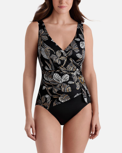 Longitude Gilded Long Torso Buckle Shirred Surplice One Piece - L260288