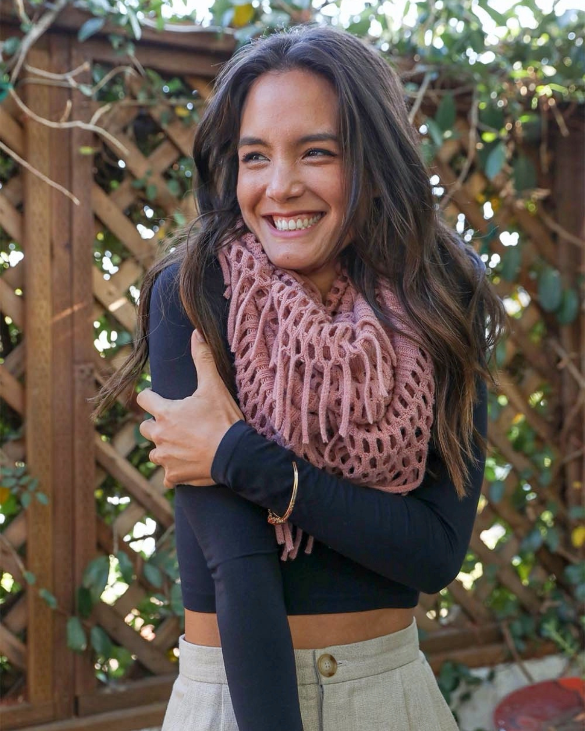 Leto Tassel Fringe Knit Infinity Scarf - Ksf-1415