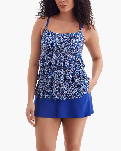 Longitude Long Torso Ruffle Faux Skirtini (More Colors Available) - 684042