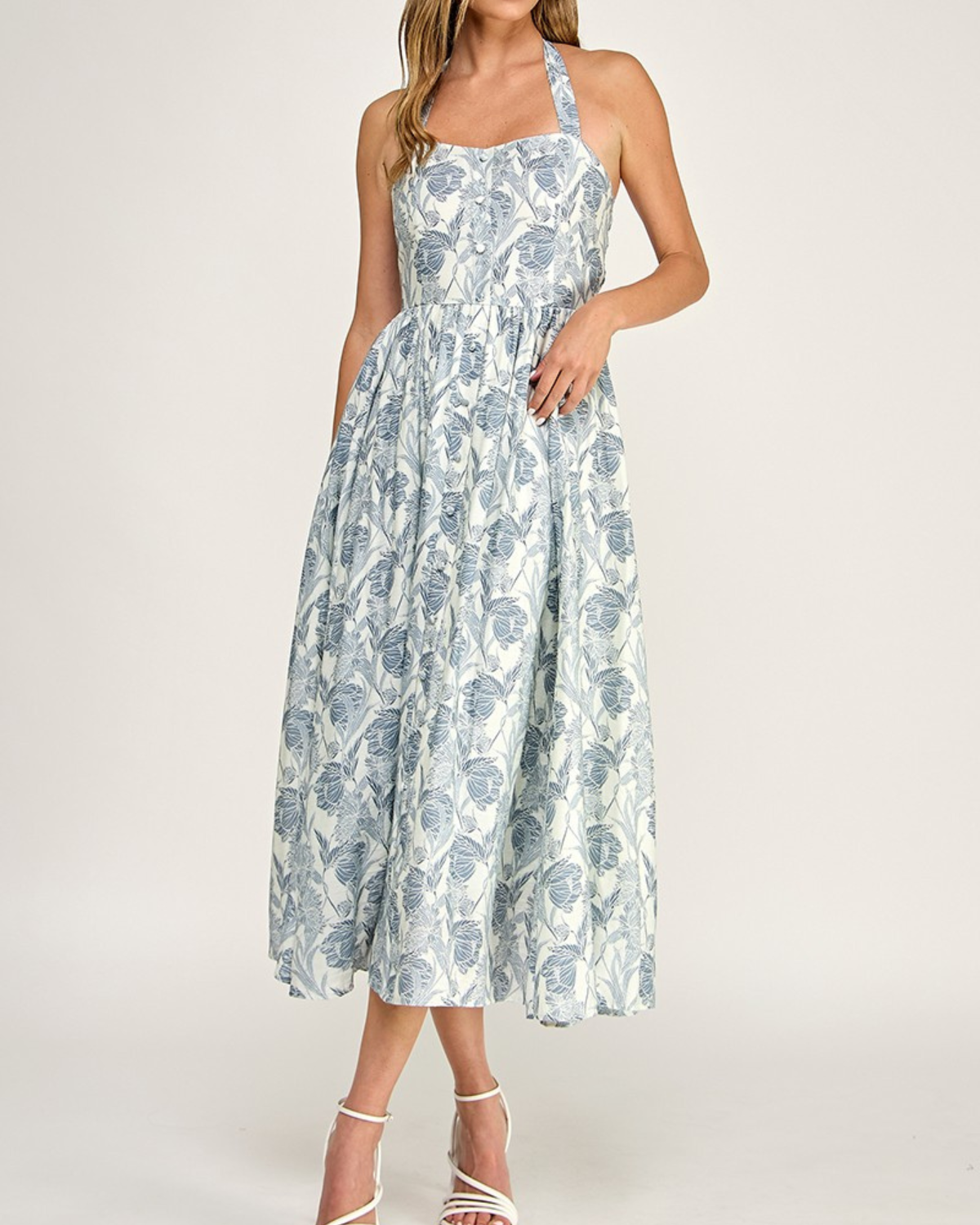 Blush BJ Floral Halter Midi Dress - D5713