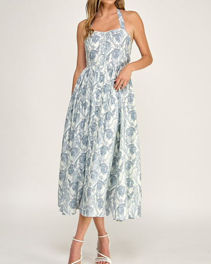 Blush BJ Floral Halter Midi Dress - D5713