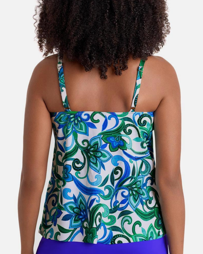 Shape Solver Asymmetrical Flounce Tankini Top - SV260480