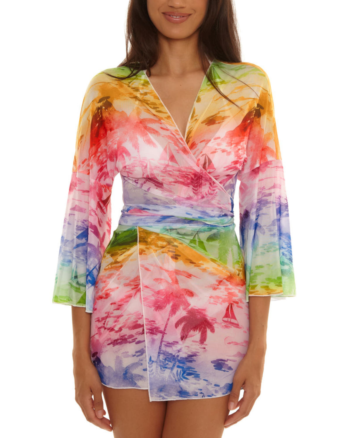 Becca by Rebecca Virtue Fiji Tie Front Tunic Cover Up - 1838671