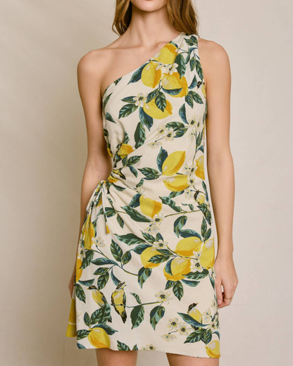 Dress Forum Vintage Lemonade One Shoulder Ruched Mini Dress - FD11954