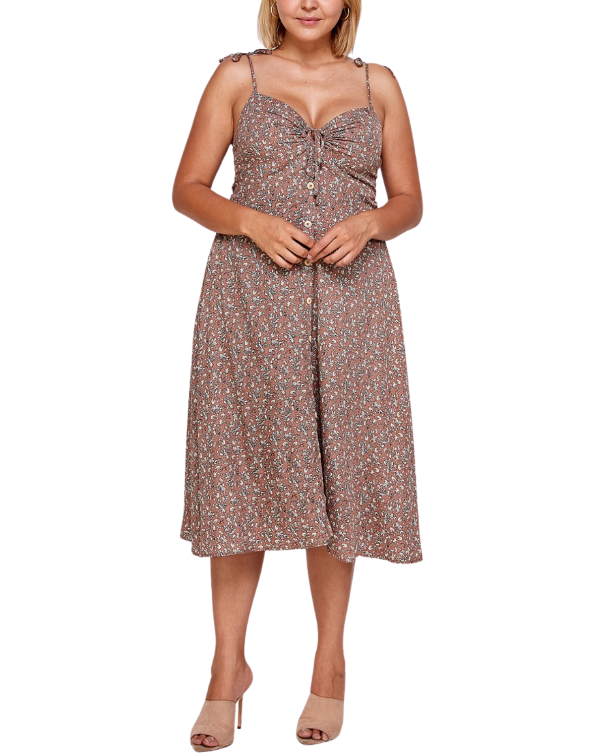 Blush BJ Plus Size Floral Print Midi Dress - D3933x