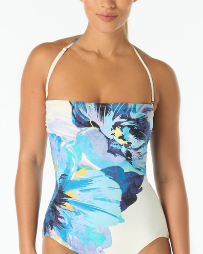 Carmen Marc Valvo Garden Party Underwire Bandeau One Piece Swimsuit - C7Y519