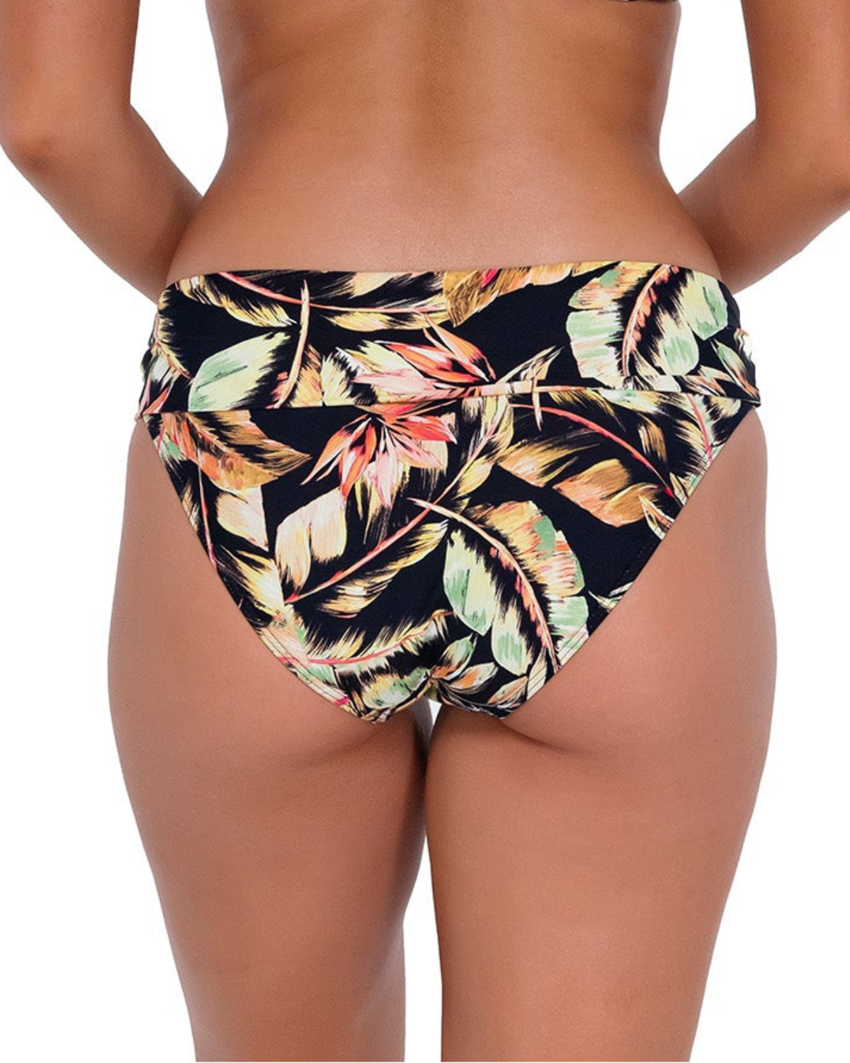 Sunsets Women's Printed Fold-over High-waist Bikini Bottom - 33p