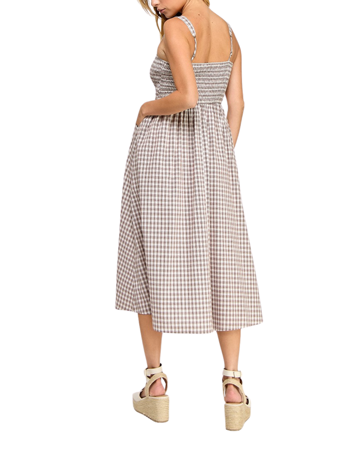 Blush BJ Smocked Gingham Midi Dress - D5586
