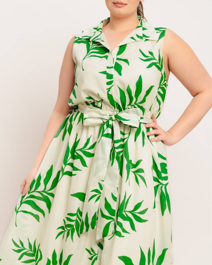 Sung Light Clothing Plus Printed Woven Midi Dress - LVE2865