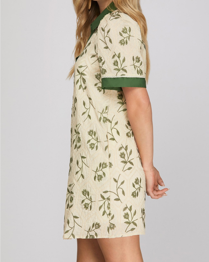 Sung Light Clothing Woven Embroidered Collared Mini Dress - LVE2986