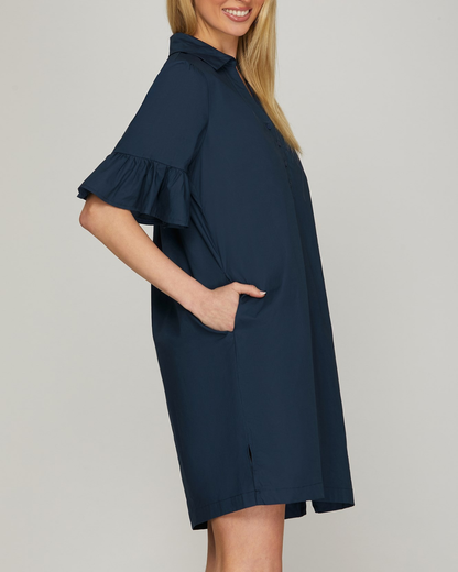 Sung Light Clothing Bell Sleeve Solid Mini Dress (More Colors Available) - LVE2466