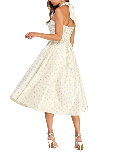 Blush BJ Floral Print Halter Neck Midi Dress - D5789-1
