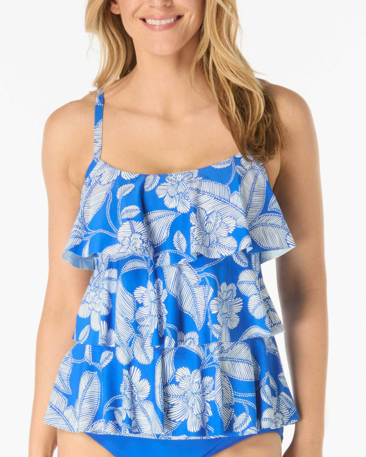 Beach House Coastal Bloom Jane Ruffle Tiered Tankini Top - H7N025