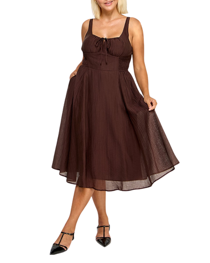 Blush BJ Plus Size Crinkle Textured Midi Dress - D5578X