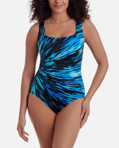 Longitude Tie Dye Splash Long Torso Panel Scoopneck One Piece - L260100