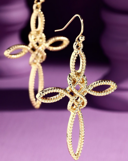 Urbanista Metal Textured Knot Cross Earrings - Bo1qe2393