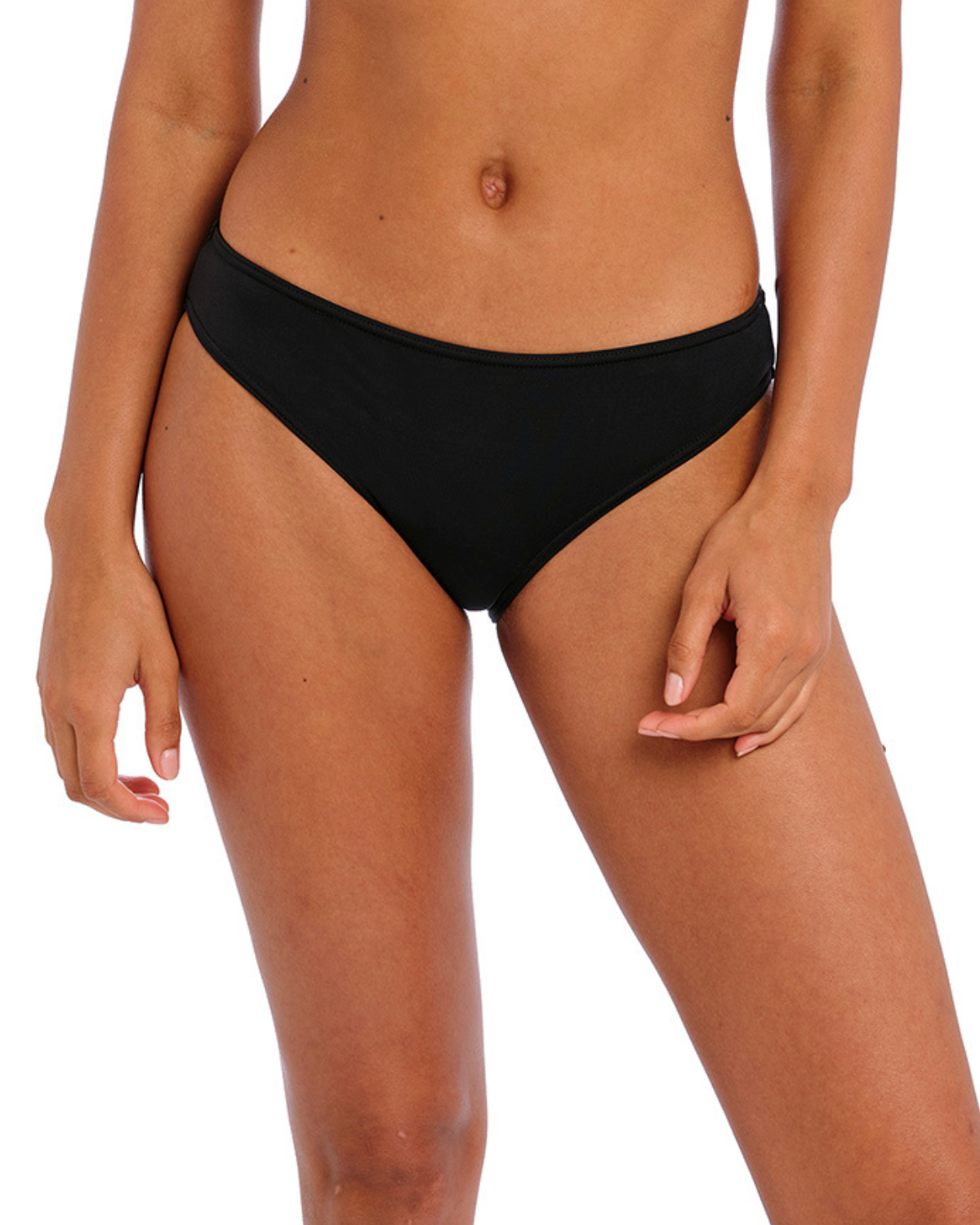 Model wearing a bikini brief bottom in black