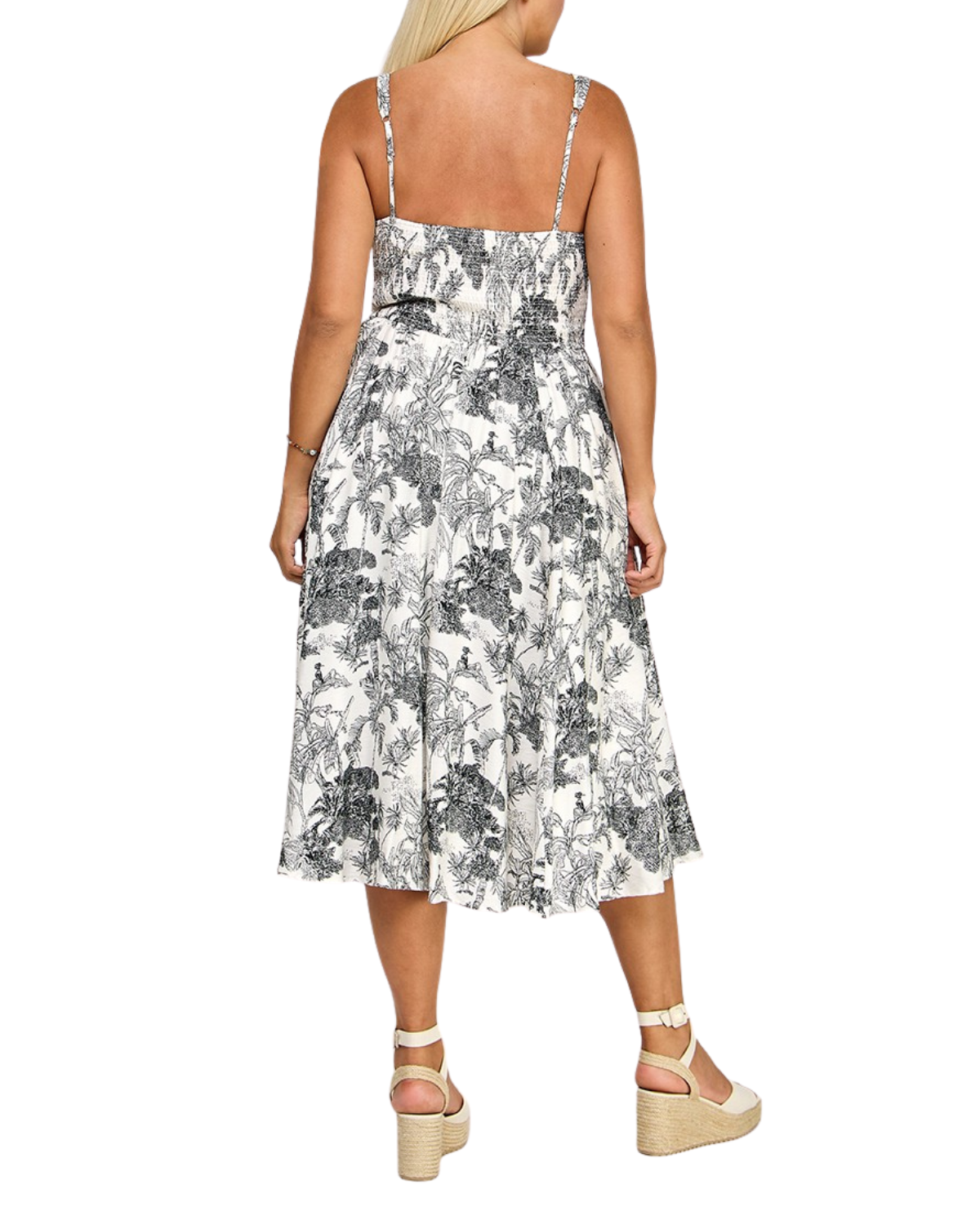 Blush BJ Plus Size Plus Square Neck Smocked Midi Dress With Pockets - D5520X