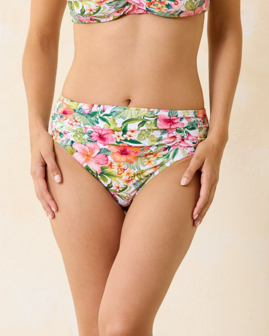 2024 Tommy Bahama Island Cays Flora Shirred High Waist Bikini Bottom- Ss200428