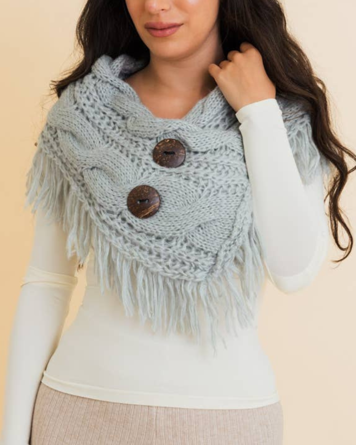Leto Heathered Shoulder Warmer with Coco Buttons - Ys-3680