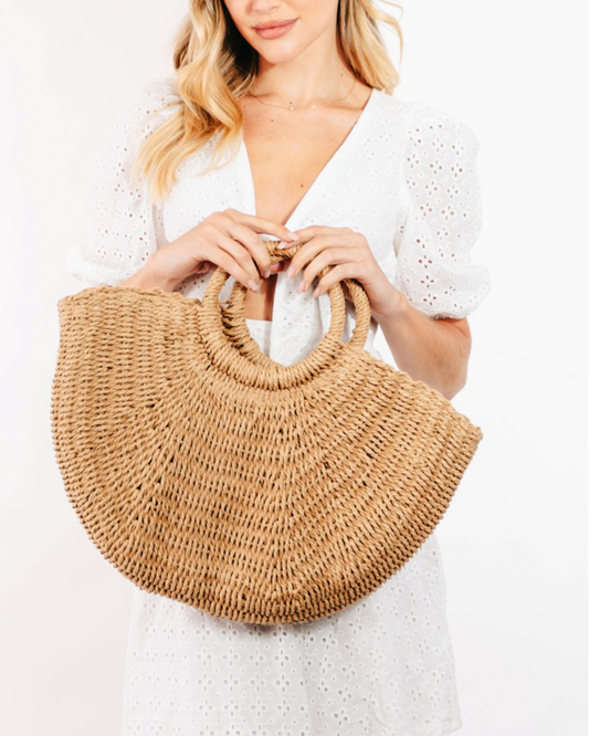 Fame Half Moon Straw Tote (More Colors Available) - MMA4018