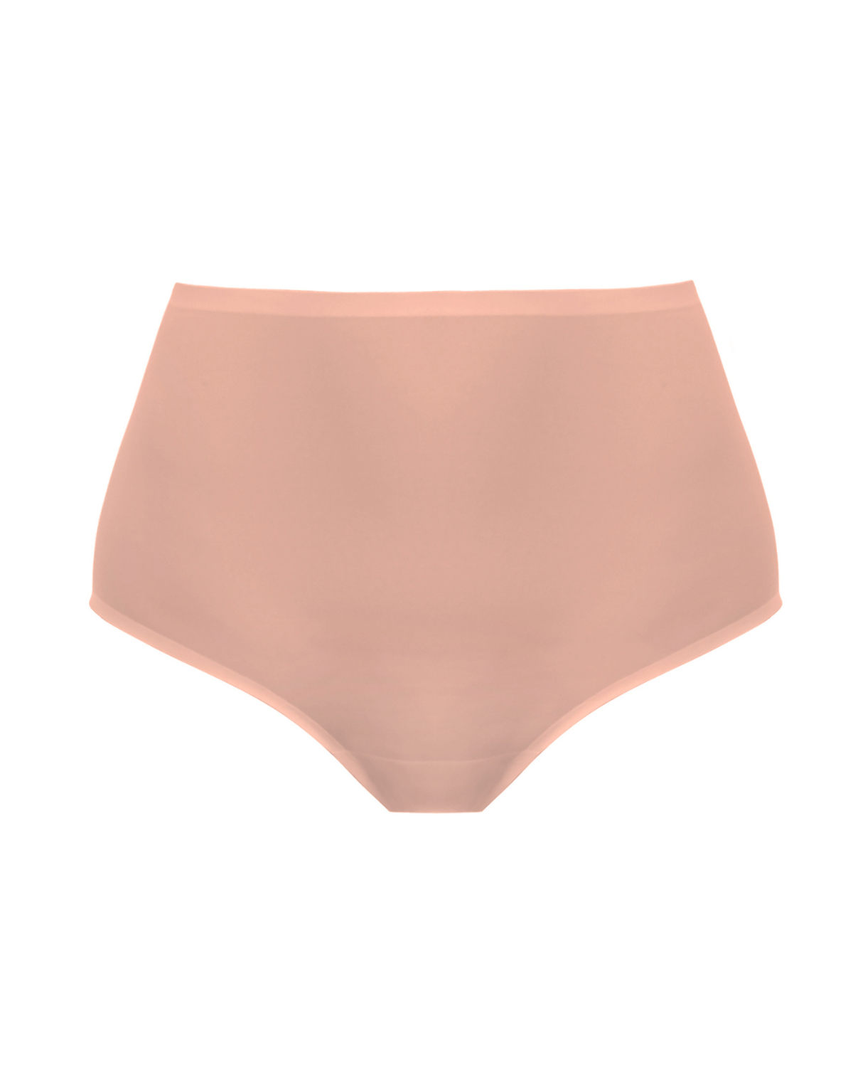 Flat lay of a seamless stretch full brief in natural beige