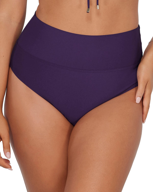 Sunsets Paradise Plum Arlene High Waist Fold Over with Tummy Control - 372B