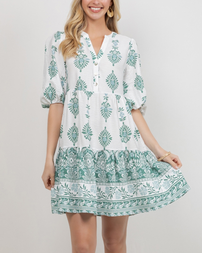 Winslow Soft Bloom Babydoll Button Front Dress (More Colors Available) - Y313850D24