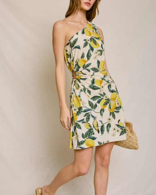 Dress Forum Vintage Lemonade One Shoulder Ruched Mini Dress - FD11954