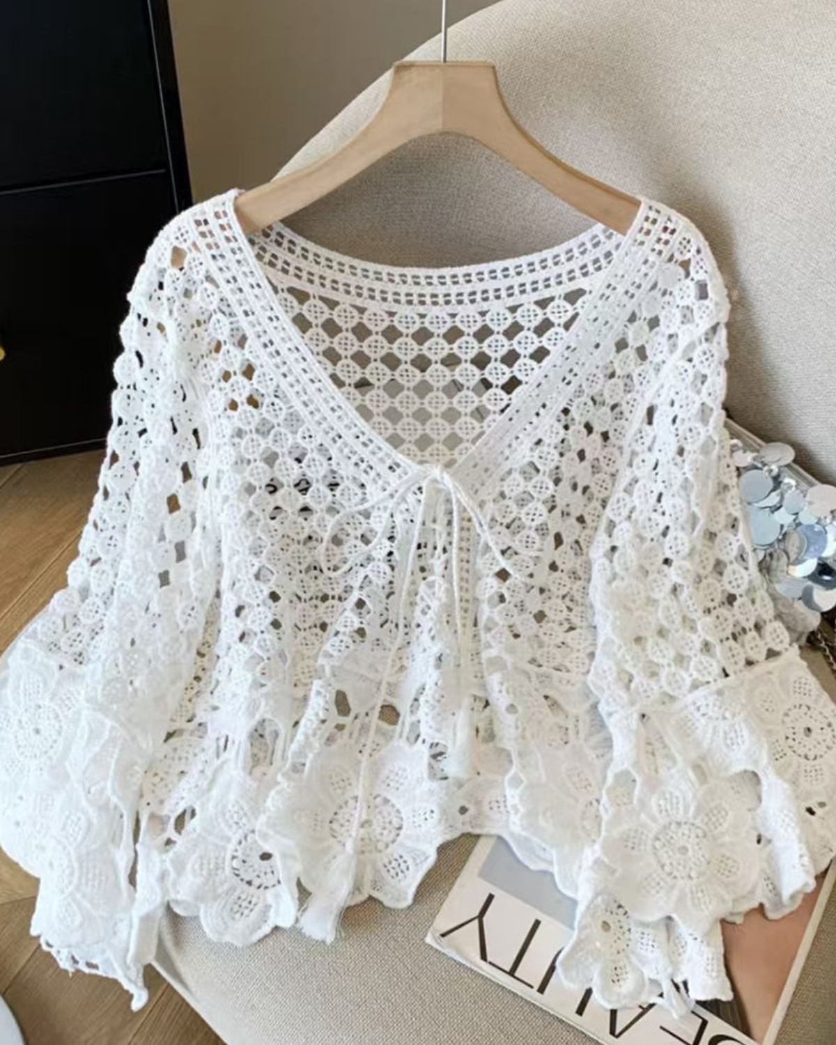 Soli Echo Crochen Open Knit Blouse - Se26jyyl473