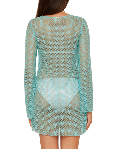 2025 Becca by Rebecca by Virtue Golden Crochet Tunic Cover Up - 8660571