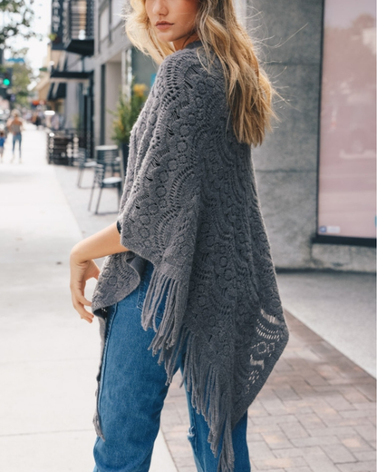 Leto Scallop Lace Poncho (More colors available) - Yp-3935