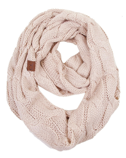 C.C. Cable Knit Infinity Scarf (More colors available) - Sf-800