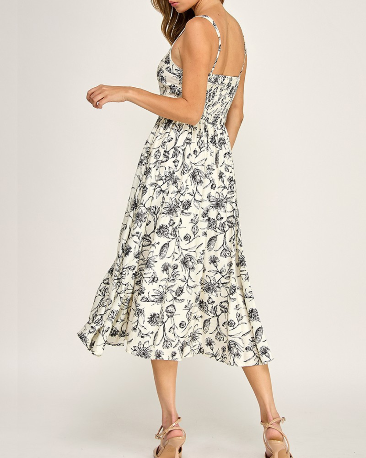 Blush BJ Printed Square Neck Midi Dress - D5421