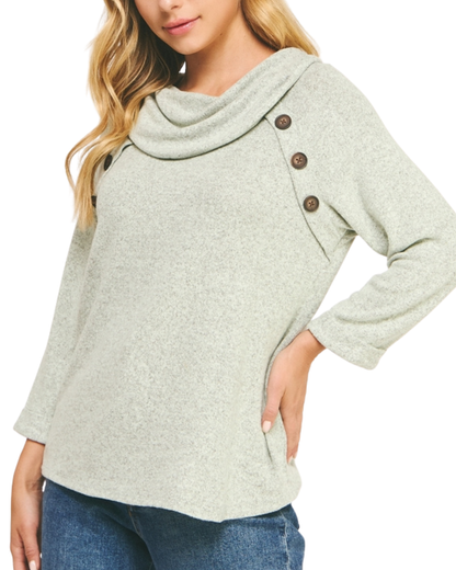 Winslow Cowl Neck Sweater with Button Accents - Dt5410