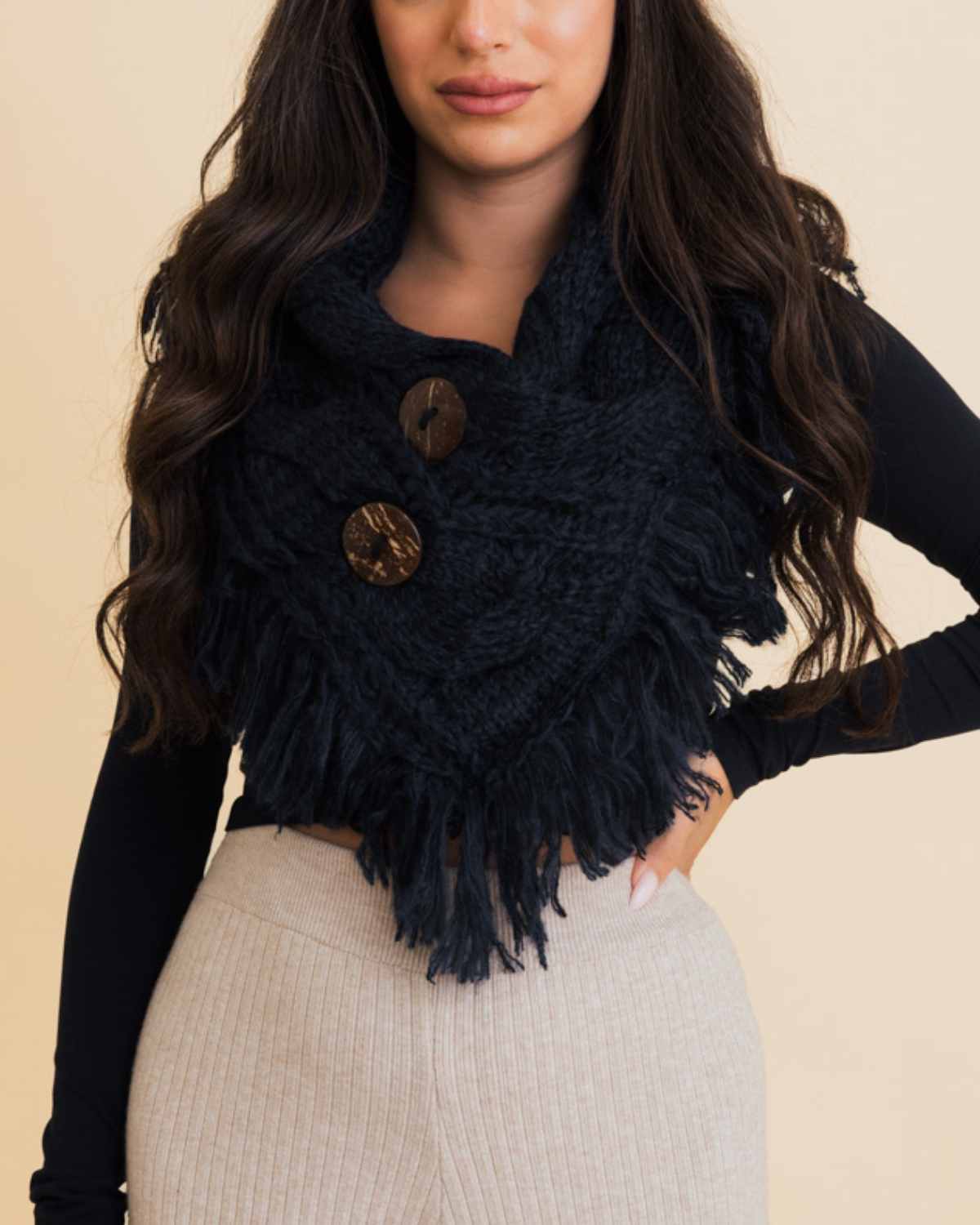 Leto Heathered Shoulder Warmer with Coco Buttons - Ys-3680