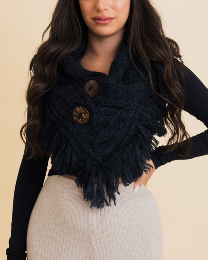 Leto Heathered Shoulder Warmer with Coco Buttons - Ys-3680