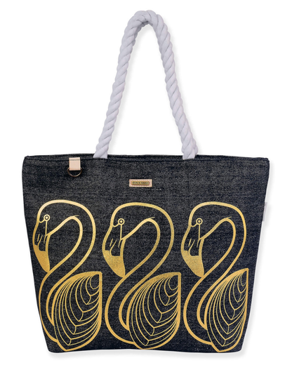 Sun N Sand Metallic Flamingo Shoulder Tote (More Colors Available) - SNS6873