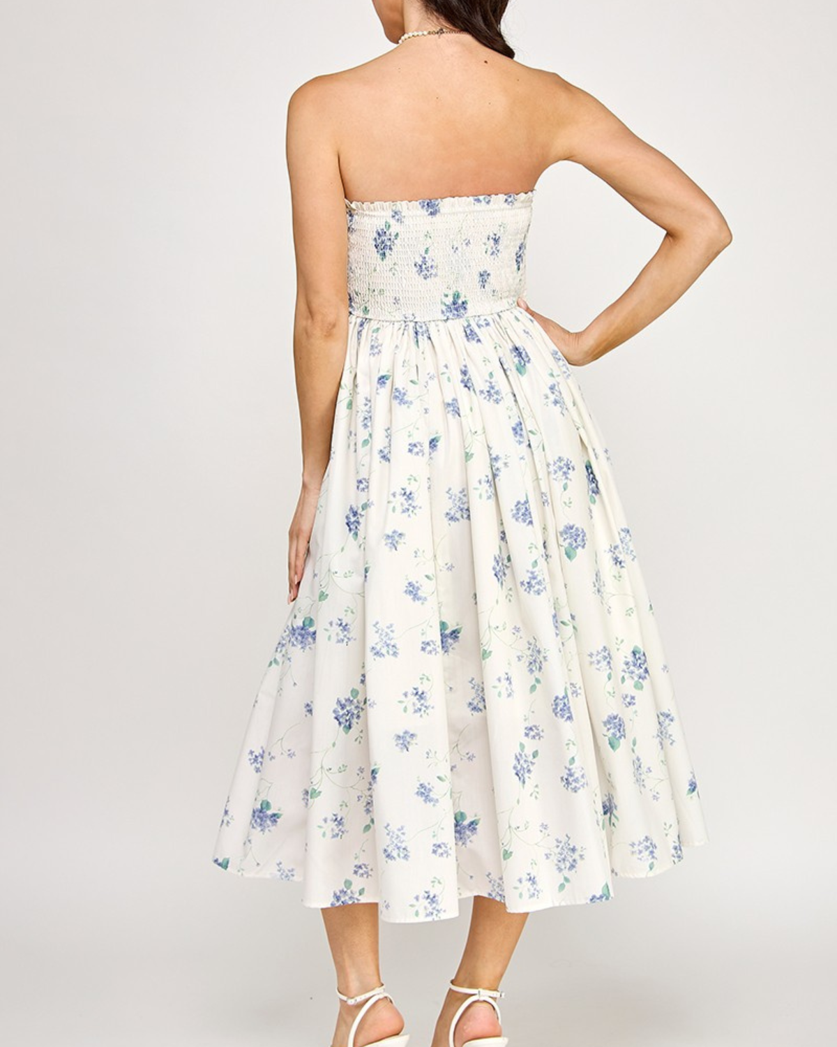 Blush BJ Strapless Floral Midi Dress With Pockets - D5516-1