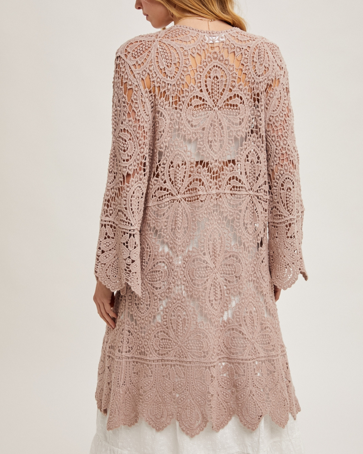 BluIvy Crochet Open Front Bell Sleeved Cardigan - C01990