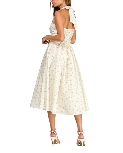 Blush BJ Floral Print Halter Neck Midi Dress - D5789-1